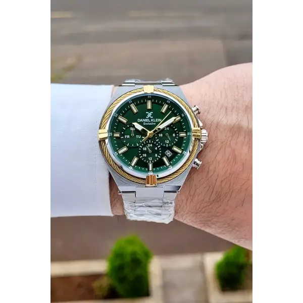 Kadranı Yeşil Kordonu Gümüş Renk 44 Mm İç Göstergeleri Aktif Erkek Kol Saati