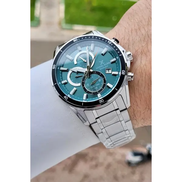 Kadranı Yeşil Kordonu Gümüş Renk 44 Mm İç Göstergeleri Aktif Erkek Kol Saati