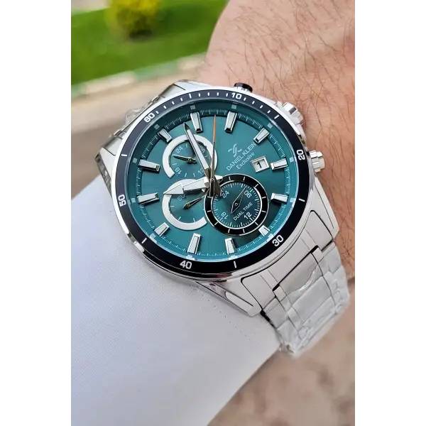 Kadranı Yeşil Kordonu Gümüş Renk 44 Mm İç Göstergeleri Aktif Erkek Kol Saati