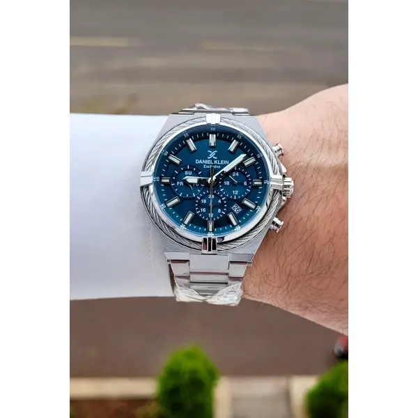 Kadranı Mavi Kordonu Gümüş Renk 44 Mm Hediye Paketli İç Göstergeleri Aktif Erkek Kol Saati