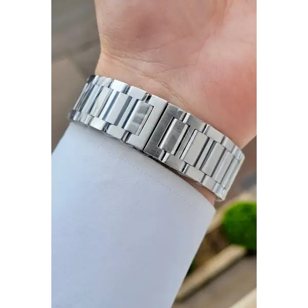 Kadranı Mavi Kordonu Gümüş Renk 44 Mm Hediye Paketli İç Göstergeleri Aktif Erkek Kol Saati