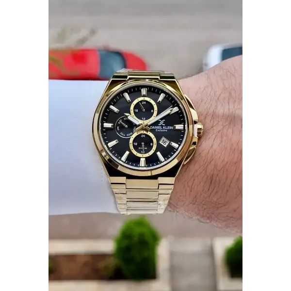 Kadranı Siyah Kordonu Gold Renk 43,5 Mm Hediye Paketli İç Göstergeleri Aktif Erkek Kol Saati