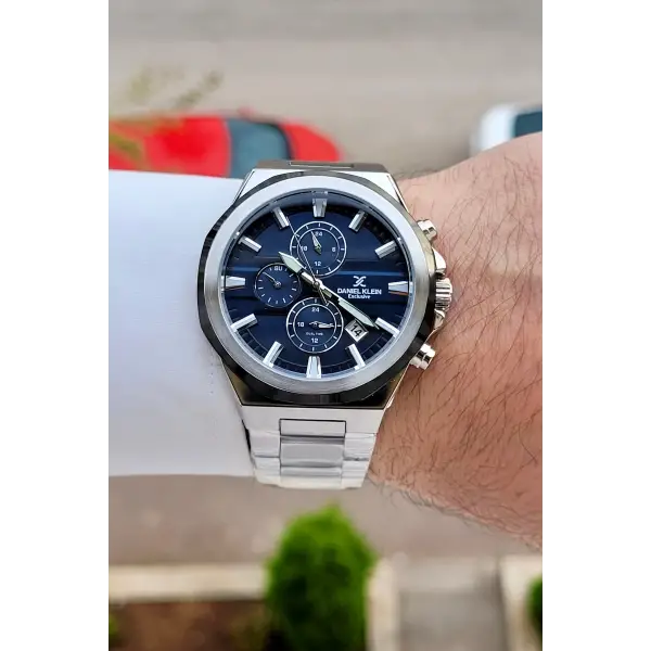 Kadranı Mavi Kordonu Gümüş Renk 44 Mm Hediye Paketli İç Göstergeleri Aktif Erkek Kol Saati