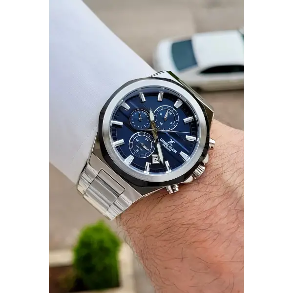 Kadranı Mavi Kordonu Gümüş Renk 44 Mm Hediye Paketli İç Göstergeleri Aktif Erkek Kol Saati