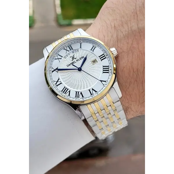 Gold Gümüş Renk Hediye Paketli 42 mm Erkek Kol Saati