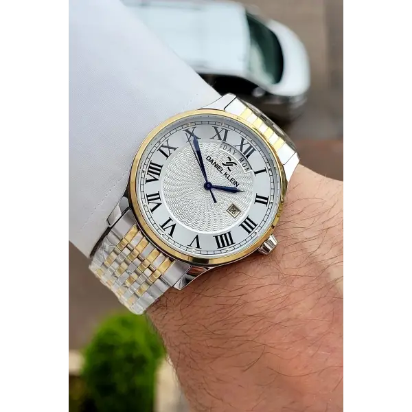 Gold Gümüş Renk Hediye Paketli 42 mm Erkek Kol Saati