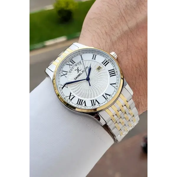 Gold Gümüş Renk Hediye Paketli 42 mm Erkek Kol Saati