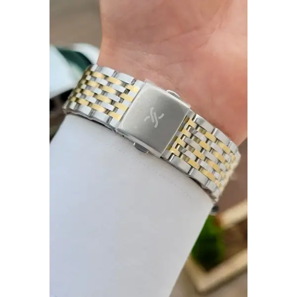 Gold Gümüş Renk Hediye Paketli 42 mm Erkek Kol Saati