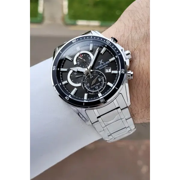 Kadranı Siyah Kordonu Gümüş Renk 44 Mm Hediye Paketli İç Göstergeleri Aktif Erkek Kol Saati