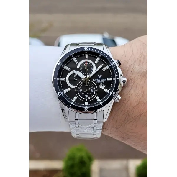 Kadranı Siyah Kordonu Gümüş Renk 44 Mm Hediye Paketli İç Göstergeleri Aktif Erkek Kol Saati