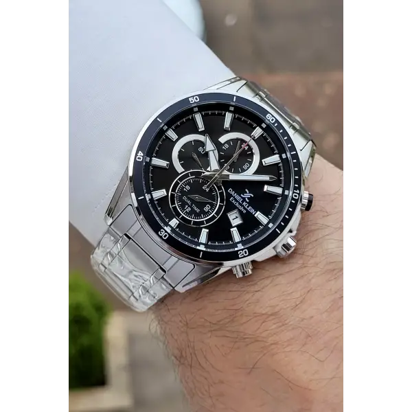 Kadranı Siyah Kordonu Gümüş Renk 44 Mm Hediye Paketli İç Göstergeleri Aktif Erkek Kol Saati