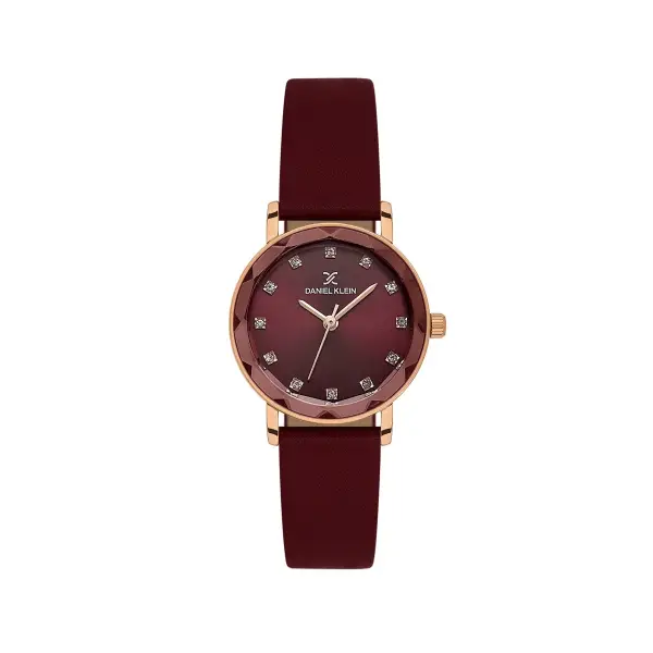 Kasası Rose Kordonu Bordo Renk 28 Mm Hediye Paketli Kadın Kol Saati