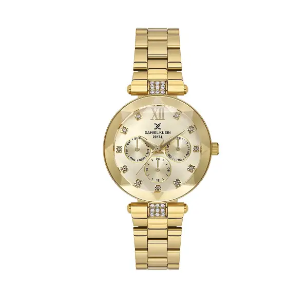 Kadranı Sarı Kordonu Gold Renk Hediye Paketli 32 Mm Kadın Kol Saati