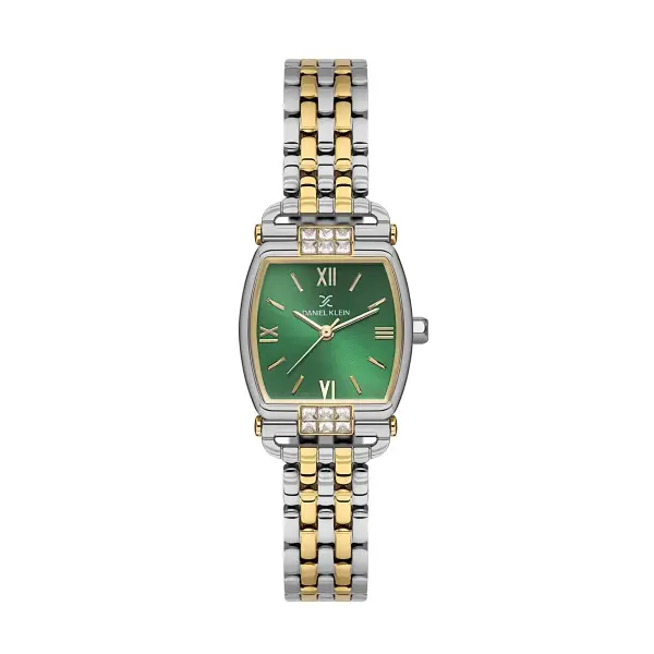 Kadranı Yeşil Kordonu Gold Gümüş Renk 24 mm Hediye Paketli Kadın Kol Saati