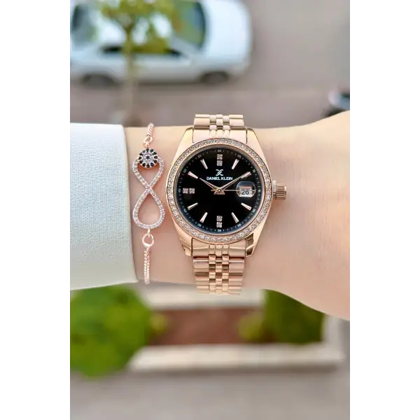 Kadranı Siyah Kordonu Rose Renk 32,5 Mm Hediye Paketli Kadın Kol Saati