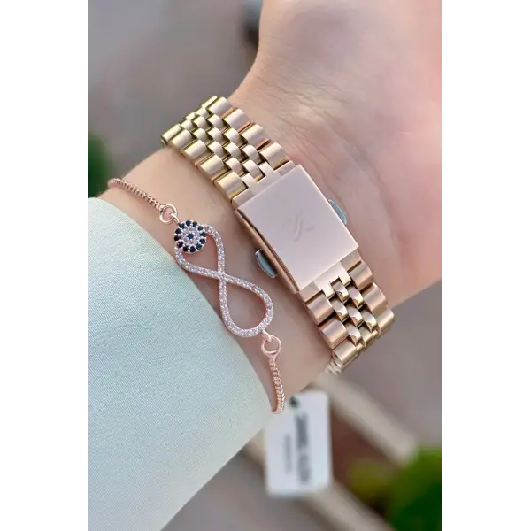 Kadranı Siyah Kordonu Rose Renk 32,5 Mm Hediye Paketli Kadın Kol Saati