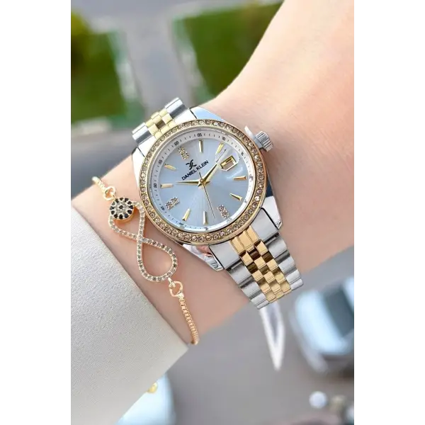 Gold Gümüş Renk 32,5 Mm Hediye Paketli Kadın Kol Saati