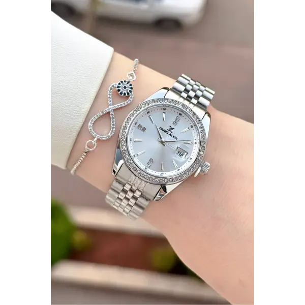 Gümüş Renk 32,5 Mm Hediye Paketli Kadın Kol Saati