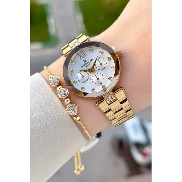 Gold Renk Hediye Paketli 32 Mm Kadın Kol Saati