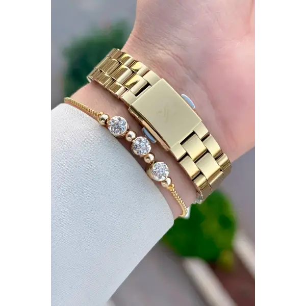 Gold Renk Hediye Paketli 32 Mm Kadın Kol Saati