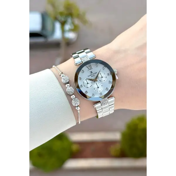 Gümüş Renk Hediye Paketli 32 Mm Kadın Kol Saati