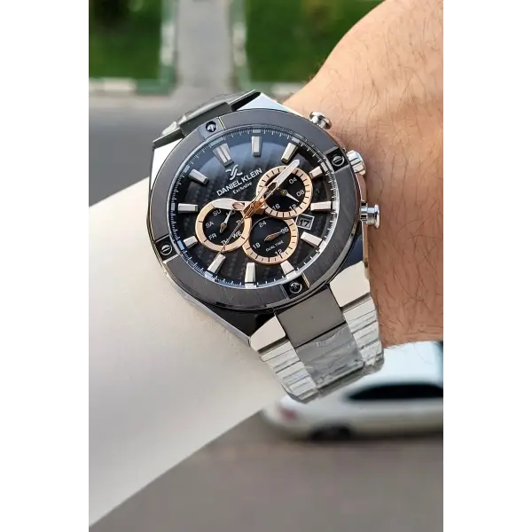 Siyah Gümüş Renk 46,5 Mm Hediye Paketli Erkek Kol Saati