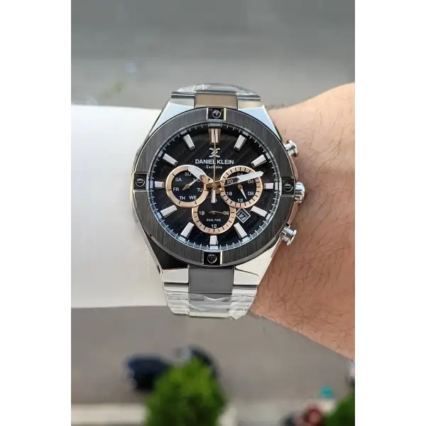 Siyah Gümüş Renk 46,5 Mm Hediye Paketli Erkek Kol Saati