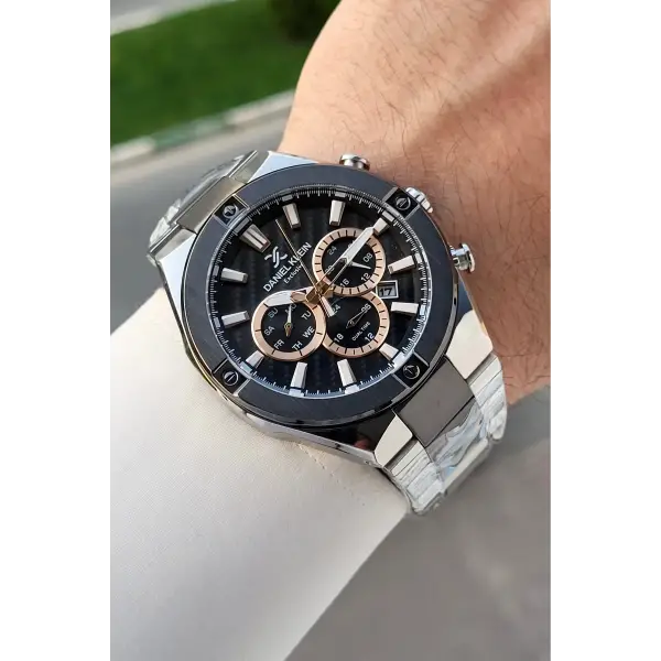 Siyah Gümüş Renk 46,5 Mm Hediye Paketli Erkek Kol Saati