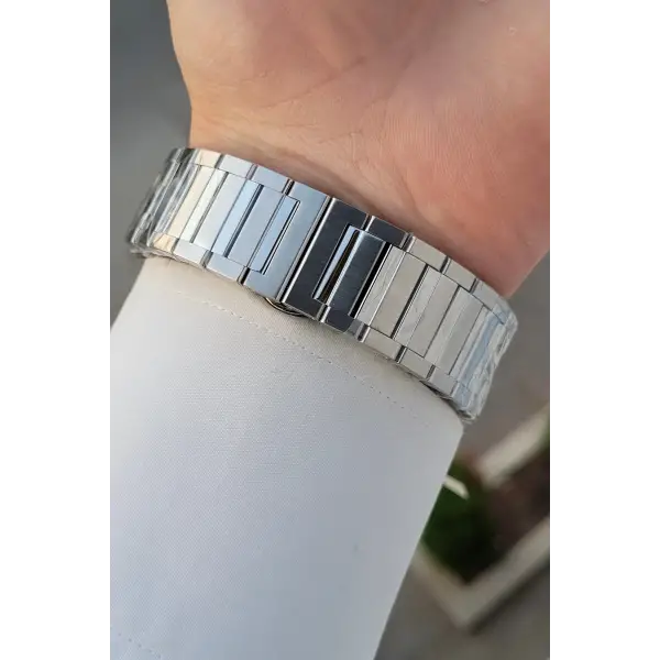 Rakamları Gold Kordonu Gümüş Renk Hediye Paketli Erkek Kol Saati