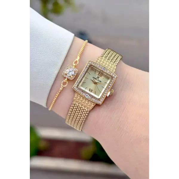 Kadranı Sarı Kordonu Gold Renk Hediye Paketli 20,5 Mm Kadın Kol Saati