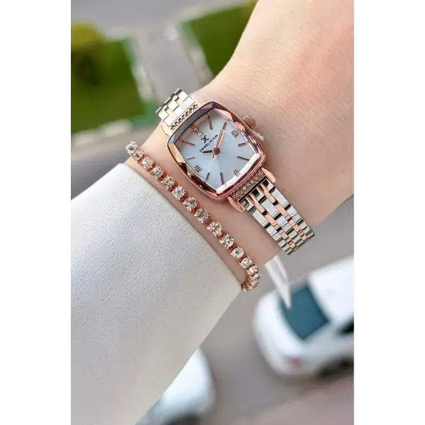 Rose Gümüş Renk Hediye Paketli 22 Mm Kadın Kol Saati