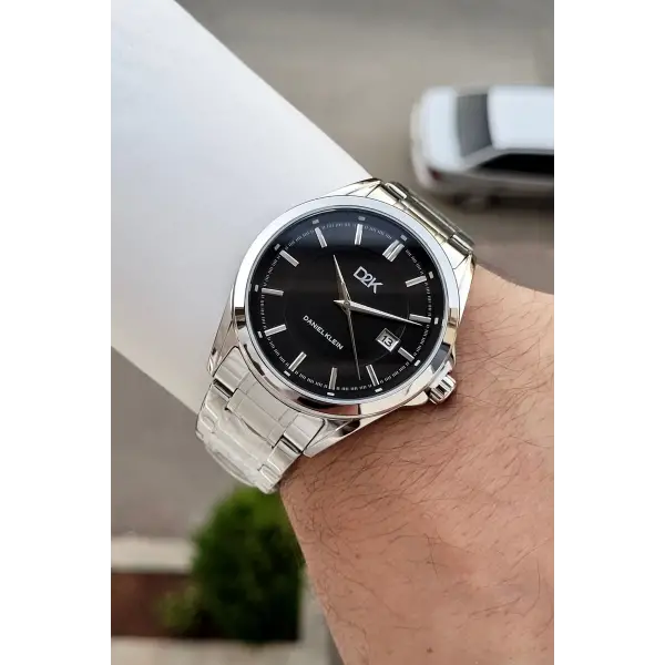 Kadranı Siyah Kordonu Gümüş Renk 42,5 Mm Hediye Paketli Erkek Kol Saati