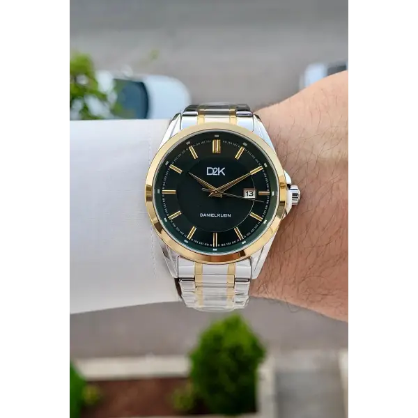 Kadranı Yeşil Kordonu Gold Gümüş Renk 42,5 Mm Hediye Paketli Erkek Kol Saati