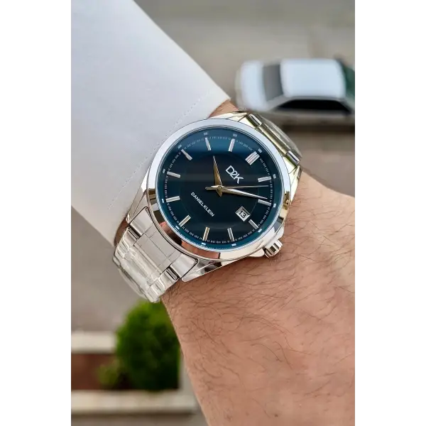 Kadranı Mavi Kordonu Gümüş Renk 42,5 Mm Hediye Paketli Erkek Kol Saati