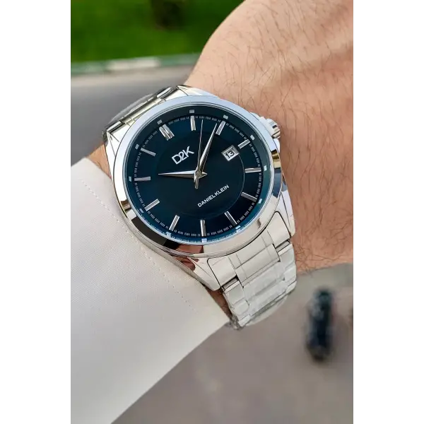 Kadranı Mavi Kordonu Gümüş Renk 42,5 Mm Hediye Paketli Erkek Kol Saati
