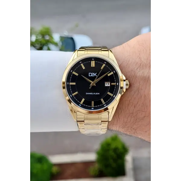 Kadranı Siyah Kordonu Gold Renk 42,5 Mm Hediye Paketli Erkek Kol Saati