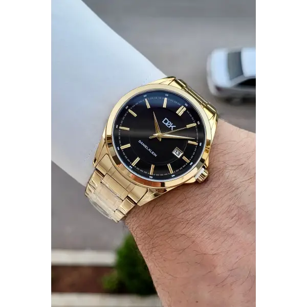 Kadranı Siyah Kordonu Gold Renk 42,5 Mm Hediye Paketli Erkek Kol Saati