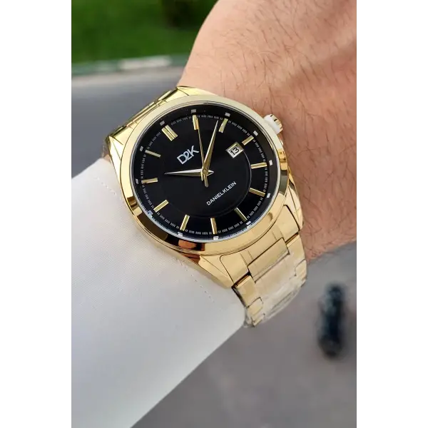 Kadranı Siyah Kordonu Gold Renk 42,5 Mm Hediye Paketli Erkek Kol Saati