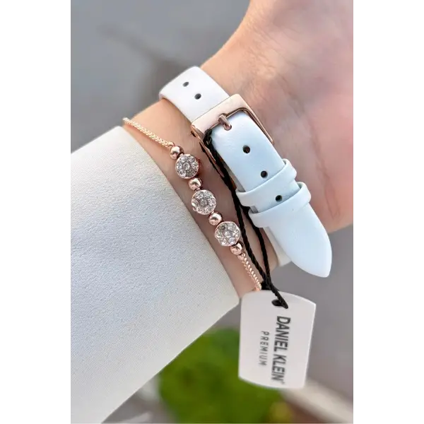 Kasası Rose Kordonu Beyaz Renk 28 Mm Hediye Paketli Kadın Kol Saati
