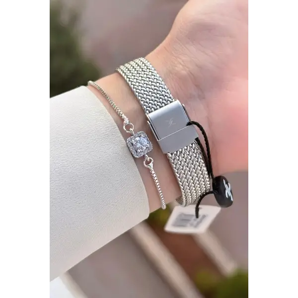 Gümüş Renk Hediye Paketli 20,5 Mm Kadın Kol Saati