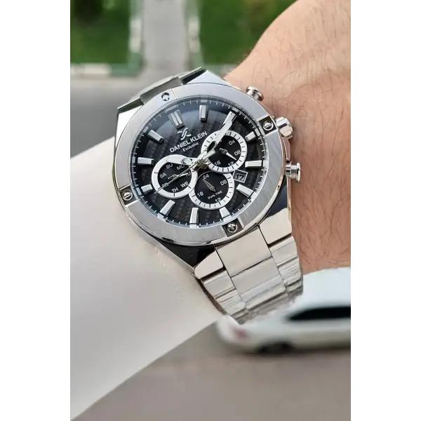 Kadranı Siyah Kordonu Gümüş Renk 46,5 Mm Hediye Paketli Erkek Kol Saati