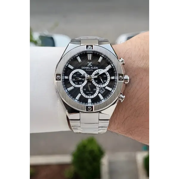 Kadranı Siyah Kordonu Gümüş Renk 46,5 Mm Hediye Paketli Erkek Kol Saati