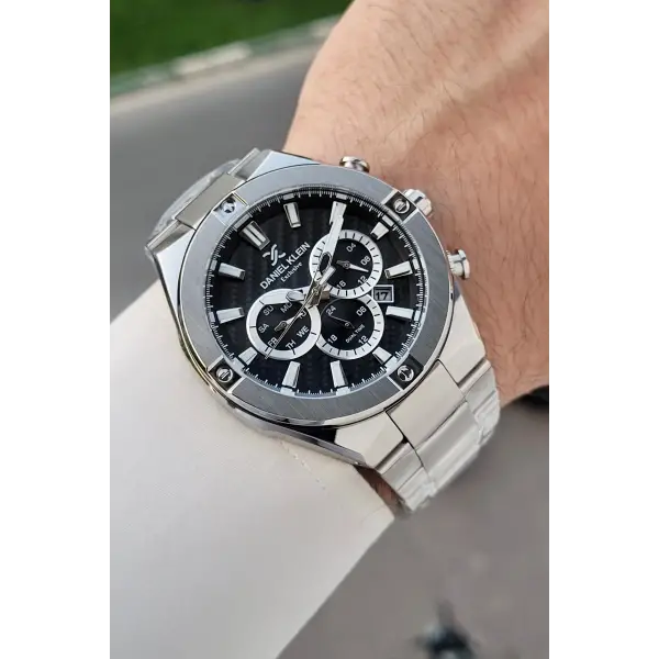 Kadranı Siyah Kordonu Gümüş Renk 46,5 Mm Hediye Paketli Erkek Kol Saati