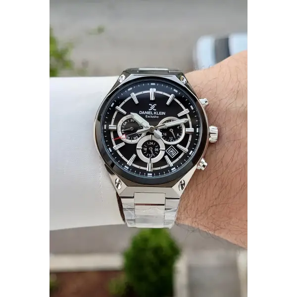 Kadranı Siyah Kordonu Gümüş Renk 43 Mm Hediye Paketli Erkek Kol Saati