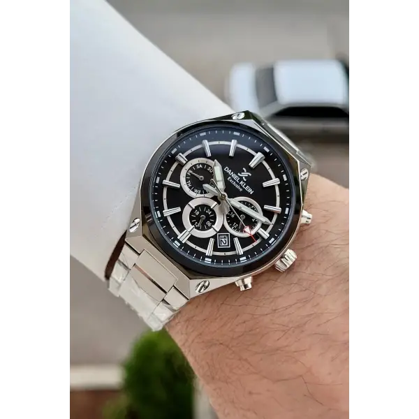 Kadranı Siyah Kordonu Gümüş Renk 43 Mm Hediye Paketli Erkek Kol Saati
