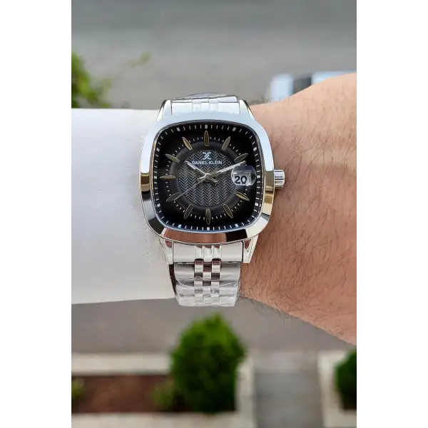 Kadranı Siyah Kordonu Gümüş Renk 39 Mm Hediye Paketli Erkek Kol Saati