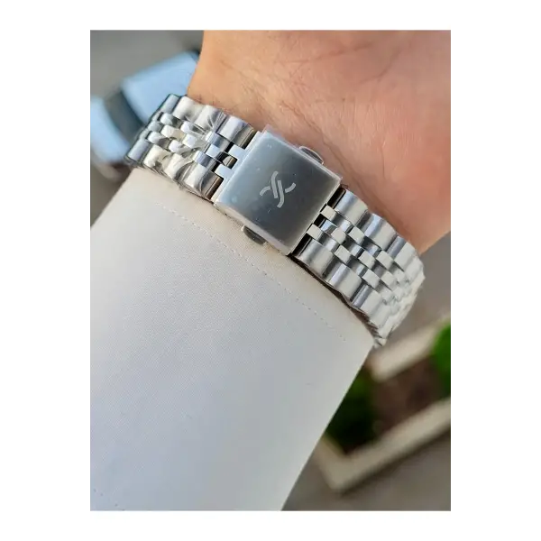Kadranı Yeşil Kordonu Gümüş Renk 39 Mm Hediye Paketli Erkek Kol Saati