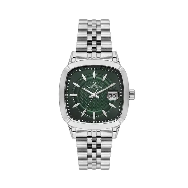 Kadranı Yeşil Kordonu Gümüş Renk 39 Mm Hediye Paketli Erkek Kol Saati