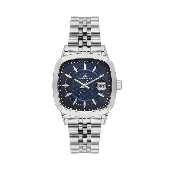 Kadranı Lacivert Kordonu Gümüş Renk 39 Mm Hediye Paketli Erkek Kol Saati