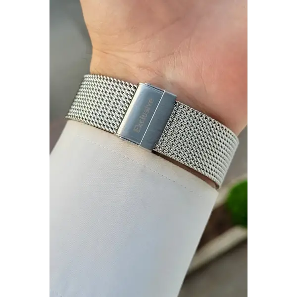 Kadranı Yeşil Kordonu Gümüş Renk 42 Mm Hediye Paketli Erkek Kol Saati